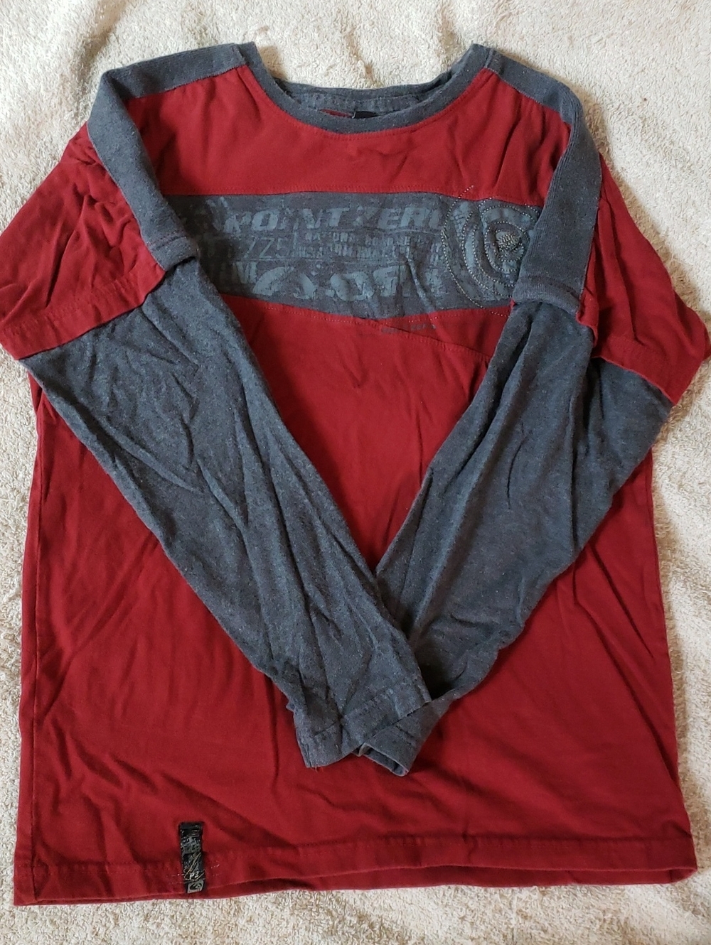Point Zero Boys Long Sleeve Layered-Look Tee - Red & Gray